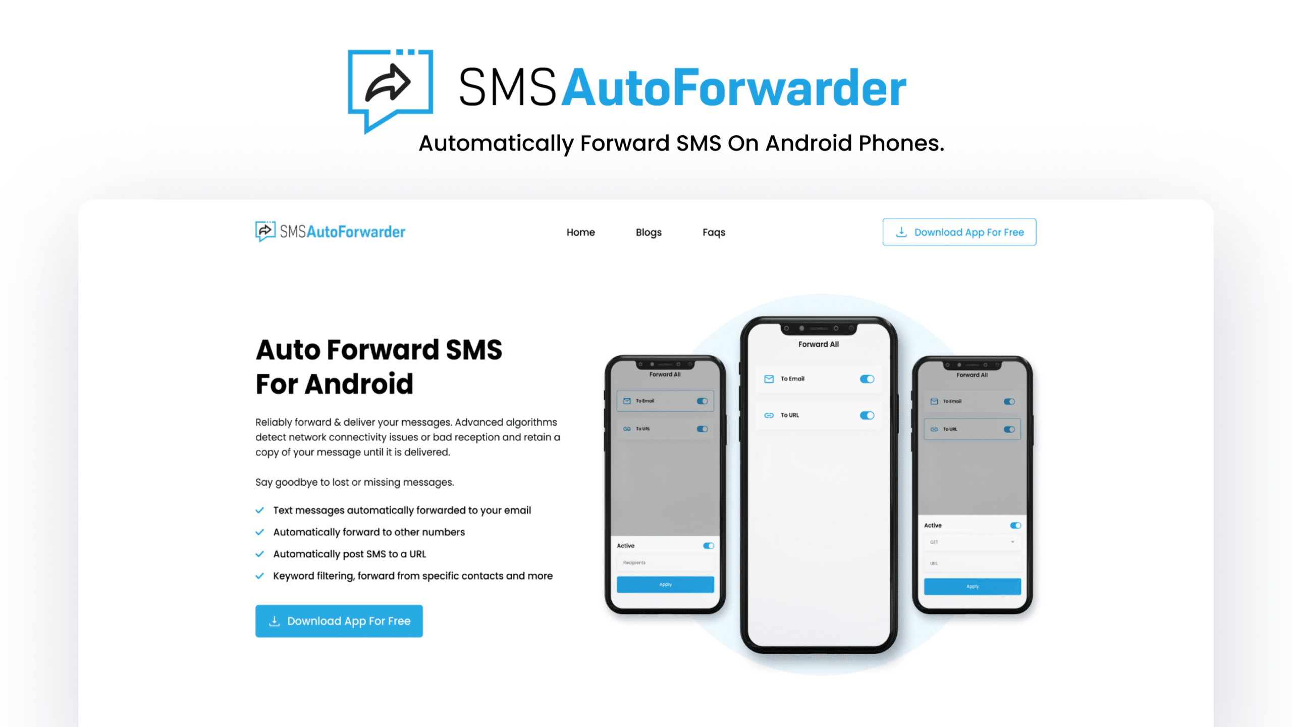 Automatically forward sms text app for android